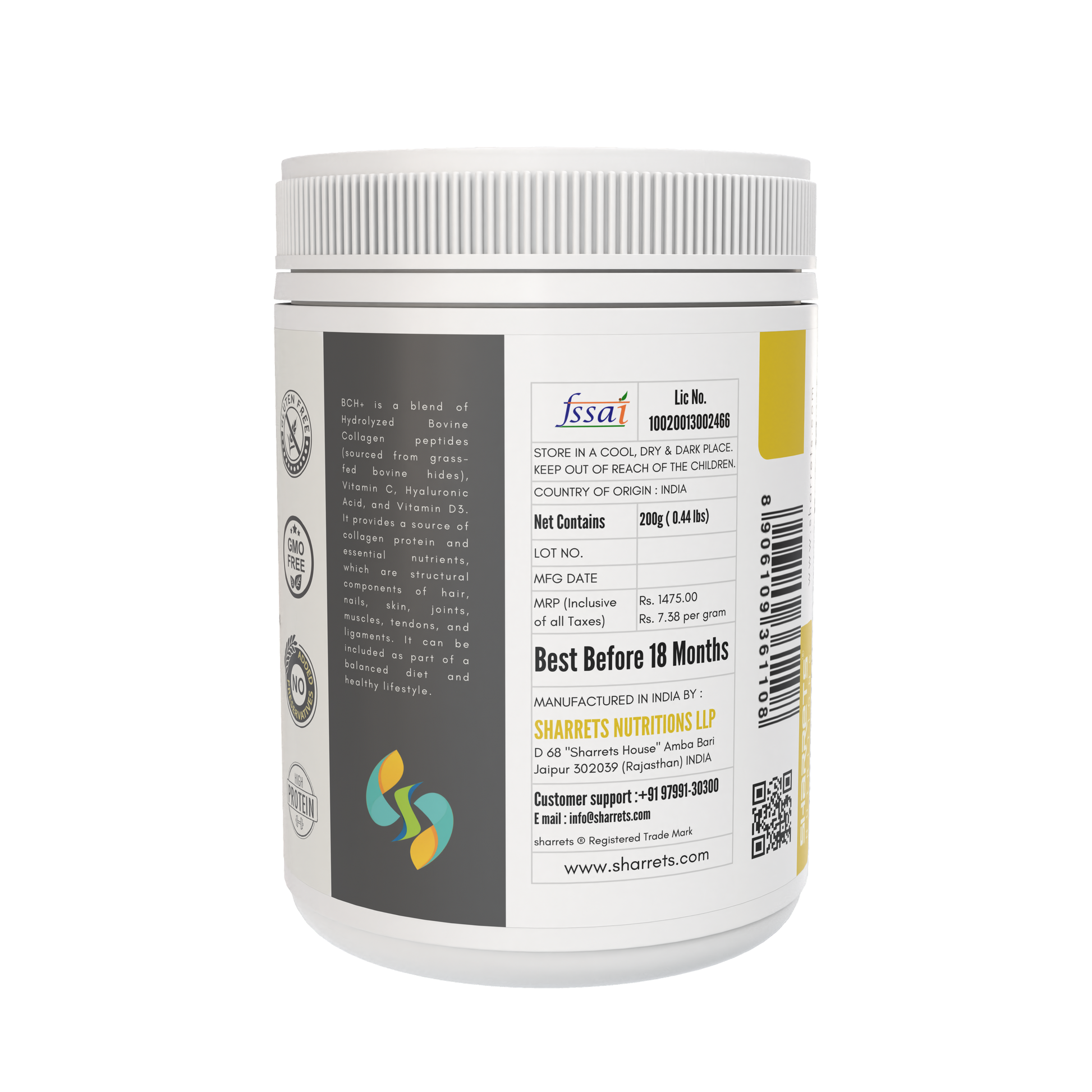 BCH+ Hydrolyzed Bovine Collagen Peptides - Sharrets Nutritions