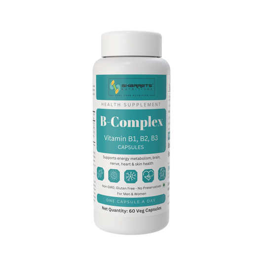 B-Complex Vitamin B1 B2 B3 Capsules for Energy & Nerve Support | Sharrets Nutritions