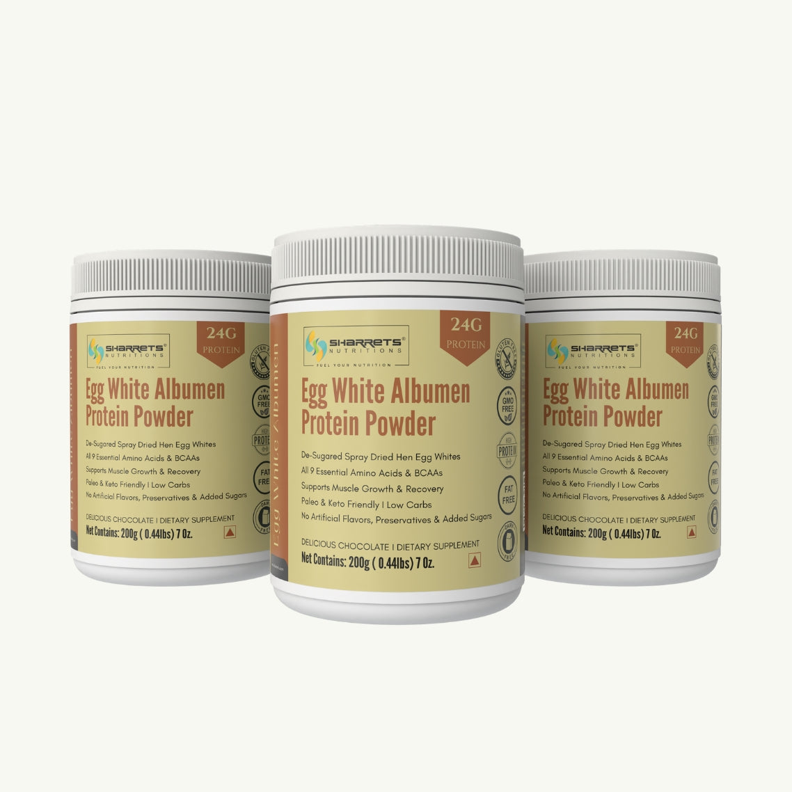 Sharretts Egg White Albumen Protein Powder - chocolate flavored 200g x3