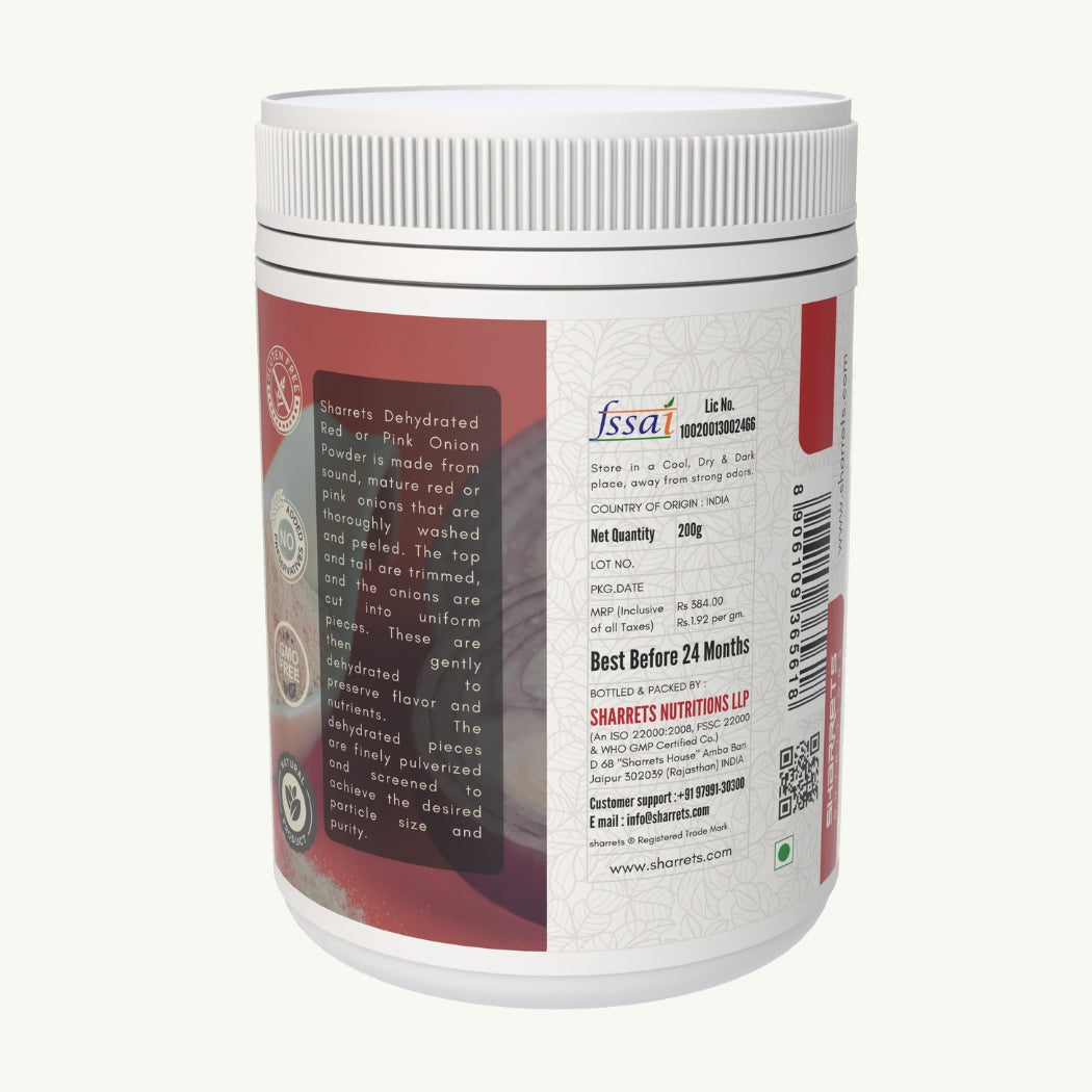 Dehydrated Red or Pink Onion Powder - right image- sharrets nutritions