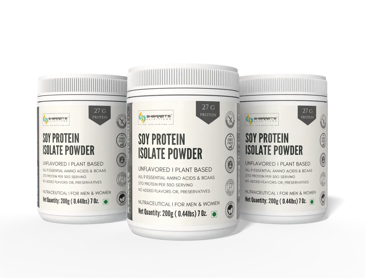 Sharrets Soy Protein Isolate 90% Powder – Unflavored Plant Protein- 200g x 3- pack of 3