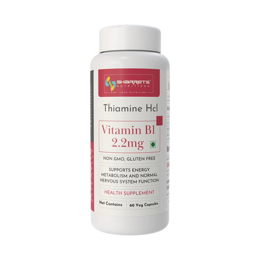 Vitamin B1 supplement bottle with Sharrets label on a white background
