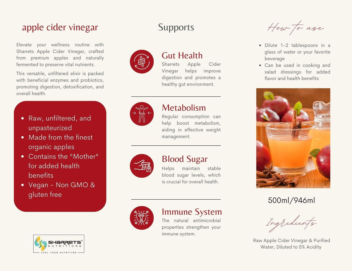 Apple Cider Vinegar - Sharrets Nutritions LLP