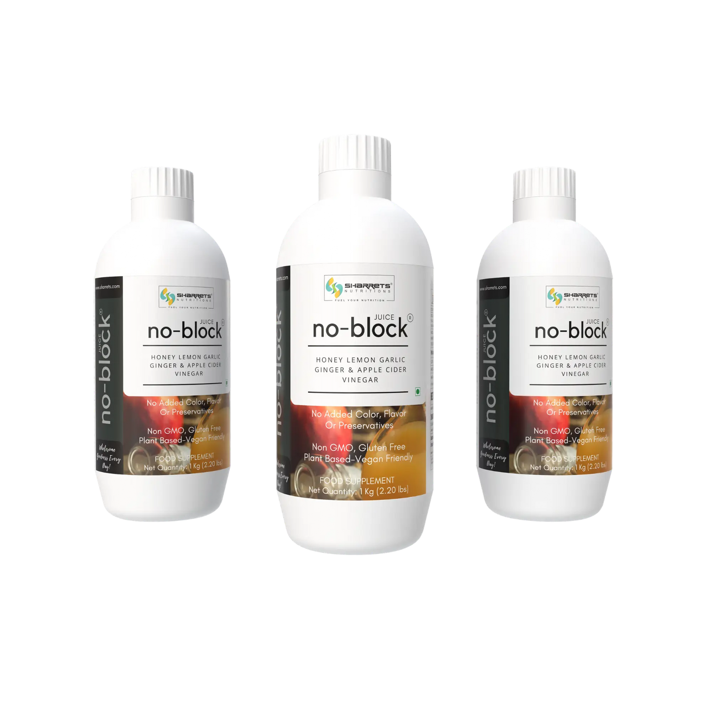 Three bottles of sharrets Apple Cider Vinegar Garlic Ginger Lemon Honey Drink (No Block Juice) - 1kg x 3