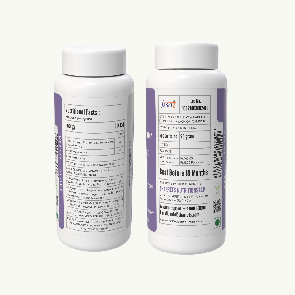 Aspartame & Natural Stevia Sweeteners | Zero Calorie Culinary | Sharrets Nutritions