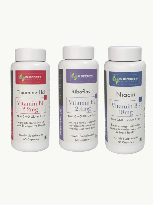 Vitamin B1, B2 & B3 Capsules – Essential B-Complex Trio by Sharrets