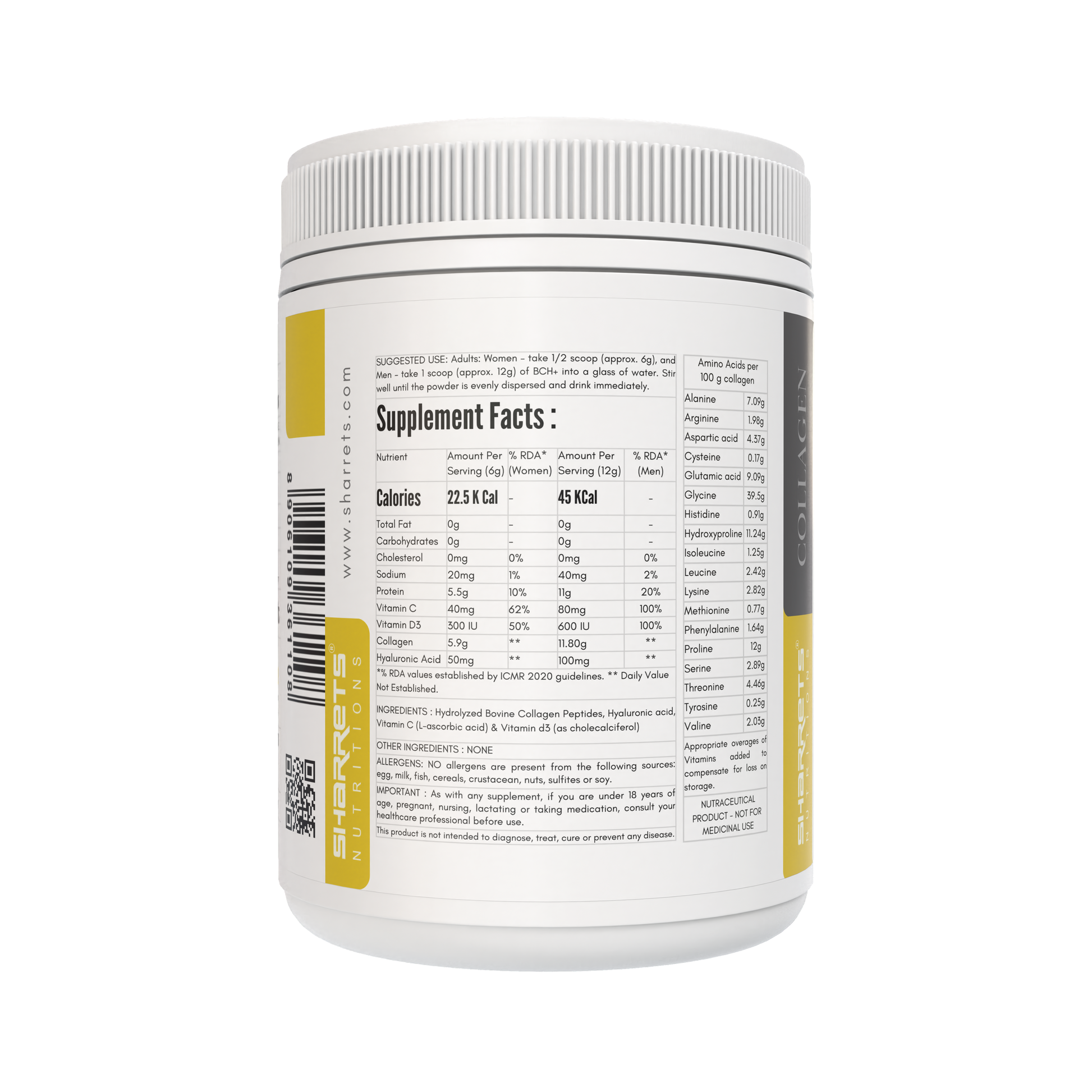 BCH+ Hydrolyzed Bovine Collagen Peptides - Sharrets Nutritions