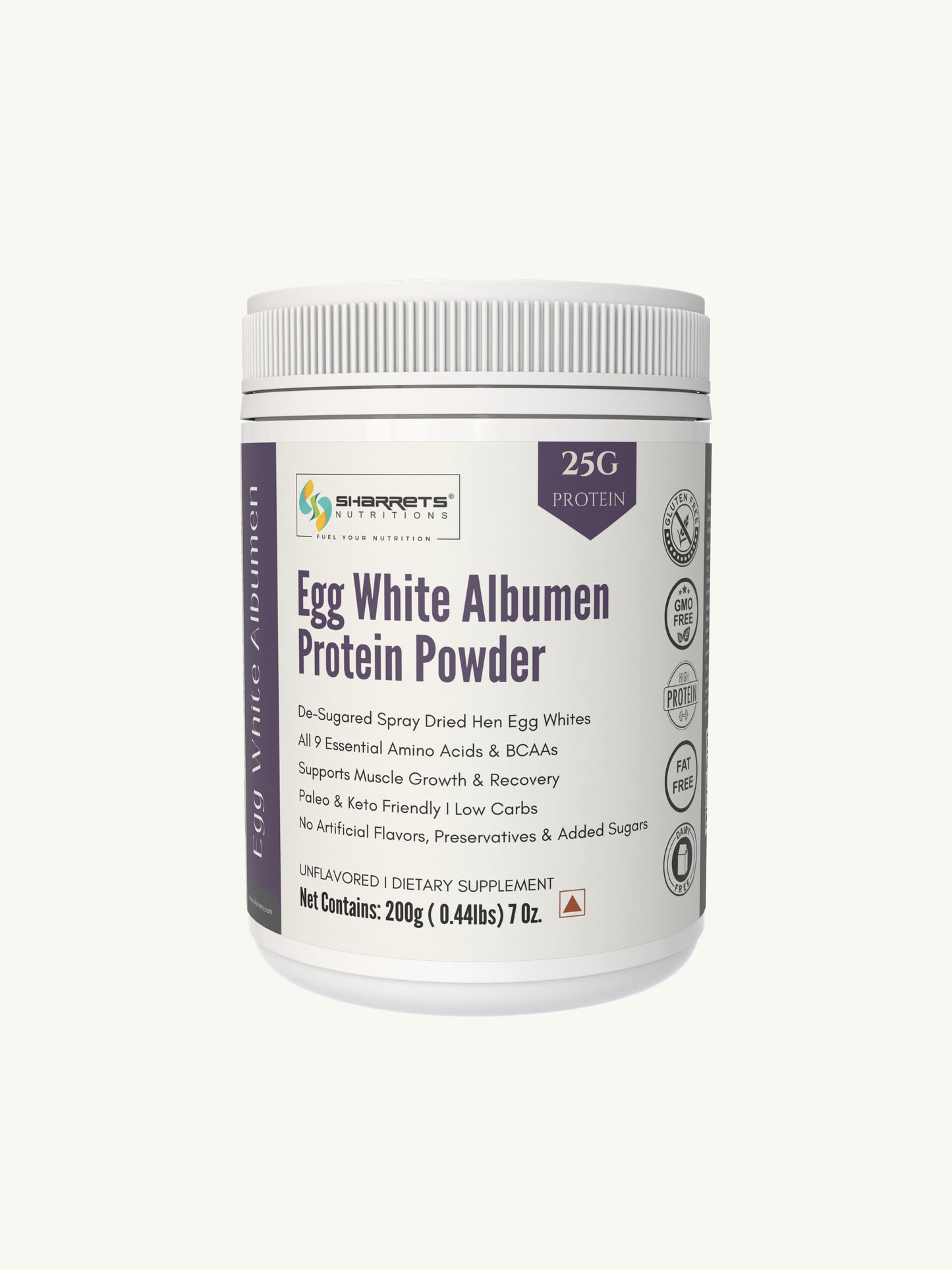 Egg White Albumen Protein Powder Unflavored 200g- Sharrets