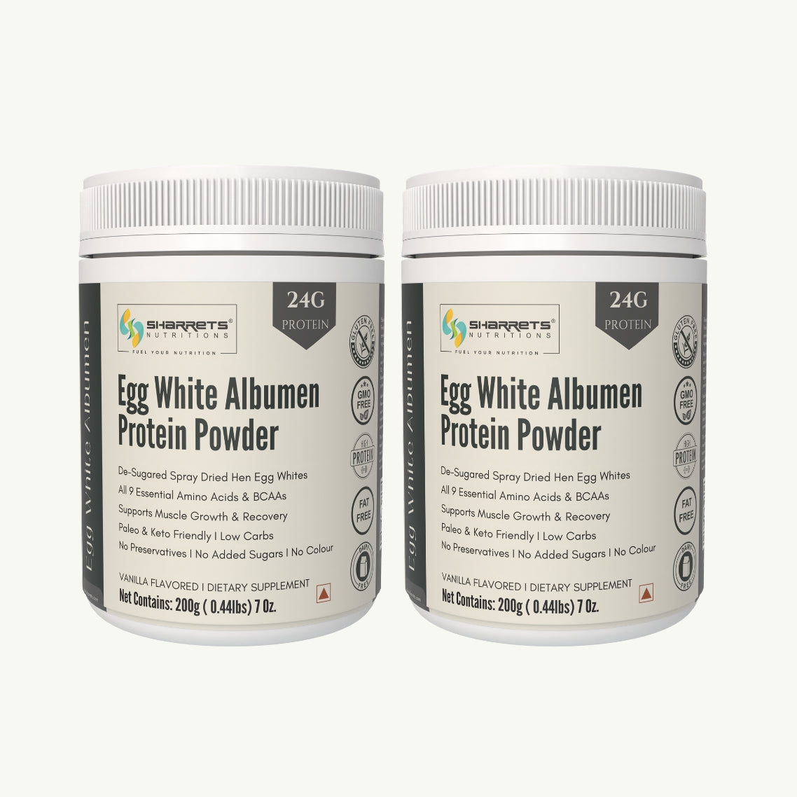 Sharretts Egg White Albumen Protein Powder - vanilla flavored 200g x2