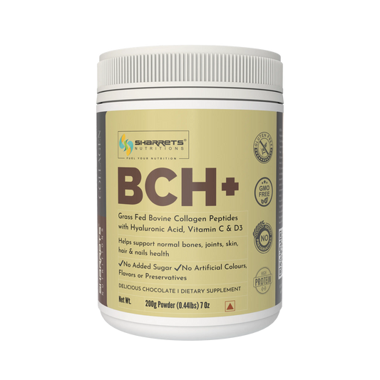 Grass Fed Hydrolyzed Bovine Collagen Peptides Powder with Vitamin C D3 and Hyaluronic Acid- chocolate flavored 200g