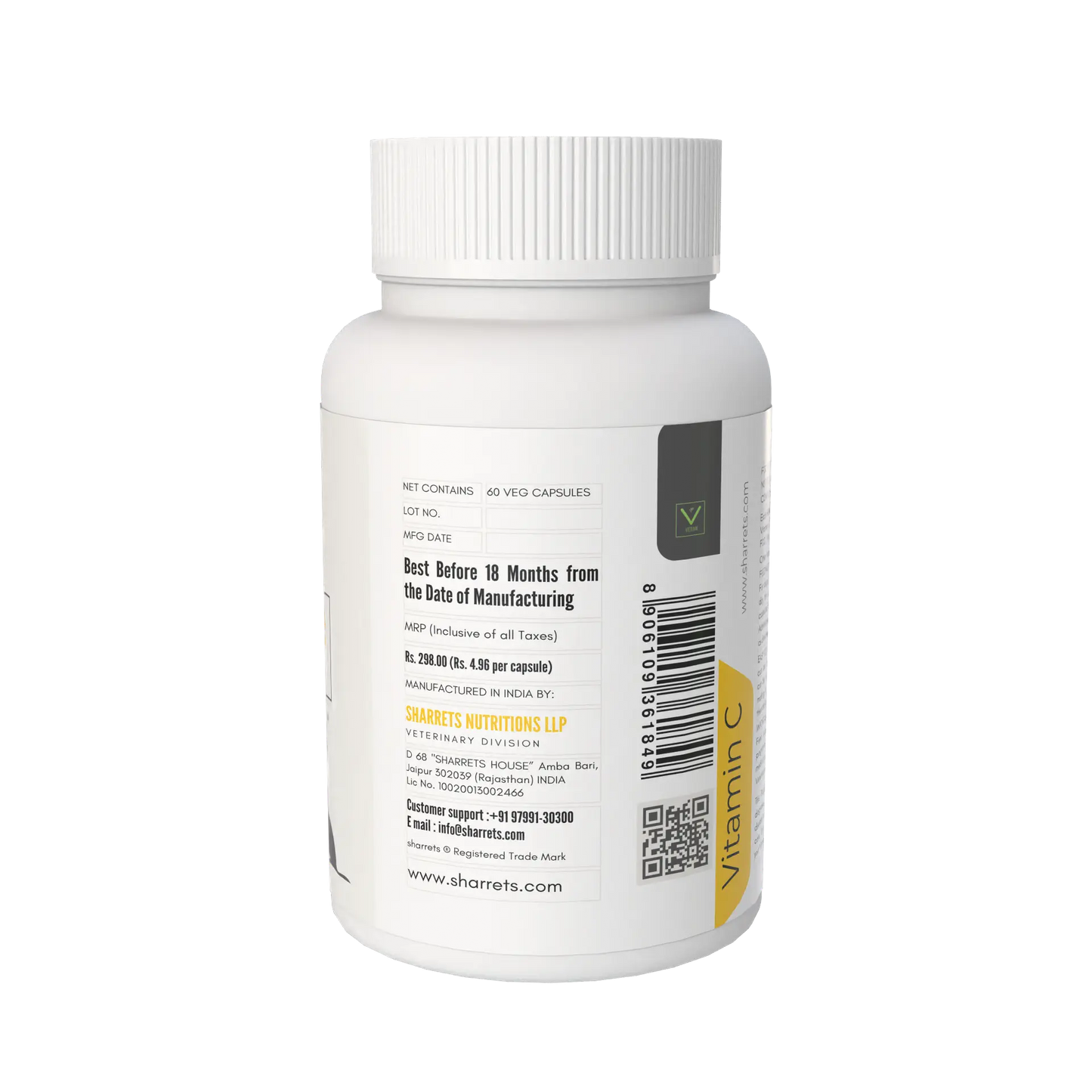 L-Ascorbic Acid Vitamin C capsules for dogs and cats – pet immune support supplement