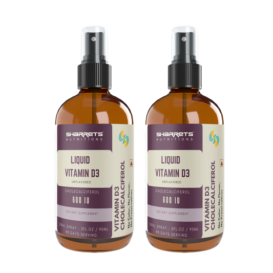 Liquid Vitamin D3 Oral Spray 600 IU – Cholecalciferol Vitamin D3 Supplement 90 ml x 2 Bottles Pack