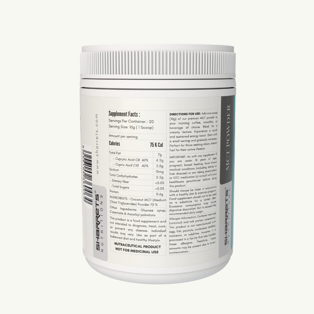 Coconut MCT Oil Powder 70% – Keto, Non-GMO, Vegan | Sharrets