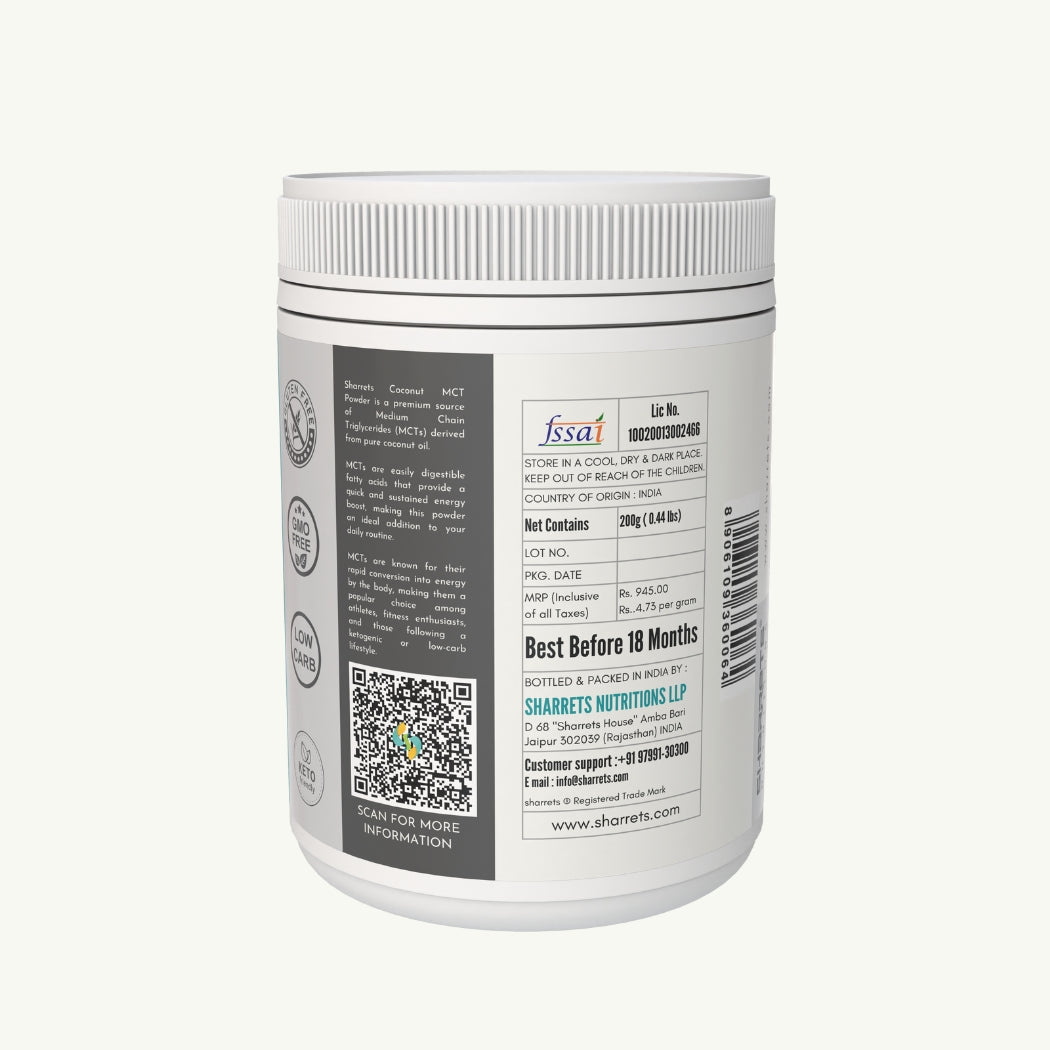 Coconut MCT Oil Powder 70% – Keto, Non-GMO, Vegan | Sharrets