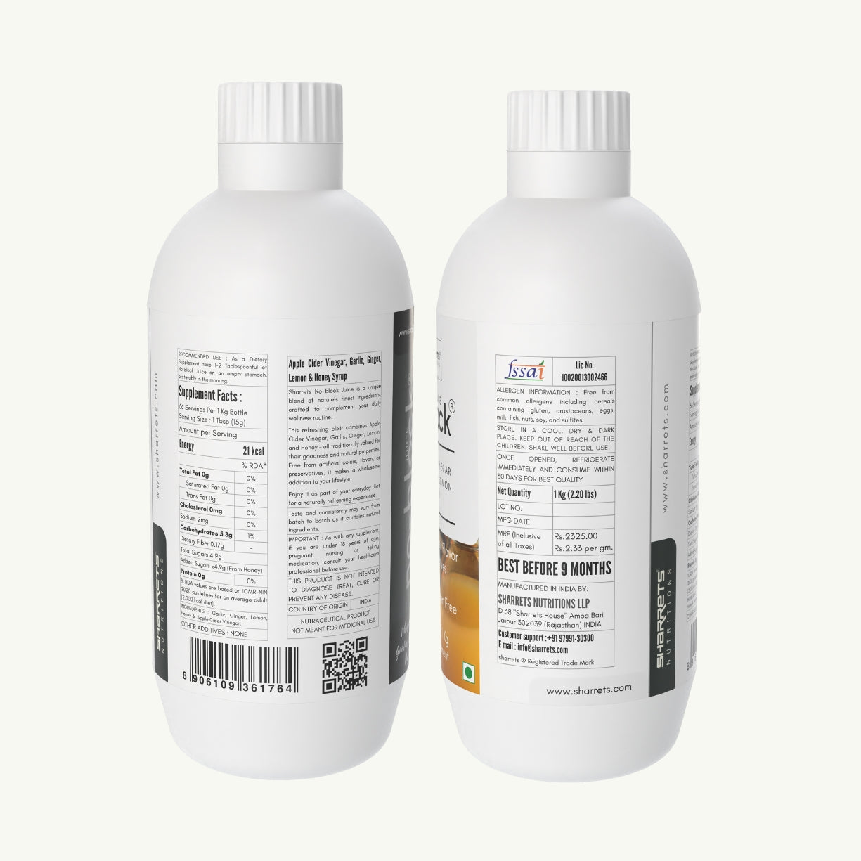 Apple Cider Vinegar Garlic Ginger Lemon Honey Drink - No Block Juice