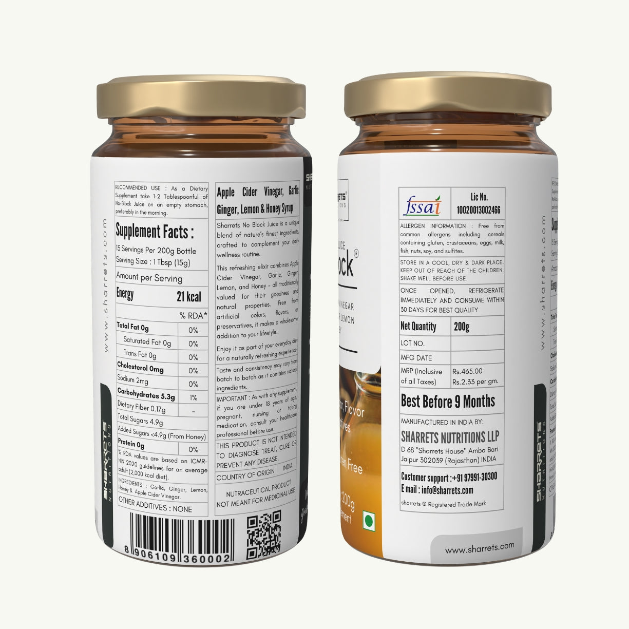 Apple Cider Vinegar Garlic Ginger Lemon Honey Drink - No Block Juice