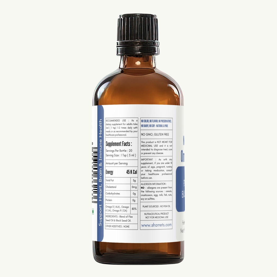 Sharrets Flaxseed and Black Seed Oil- Omega 3 6 9 - 100ml
