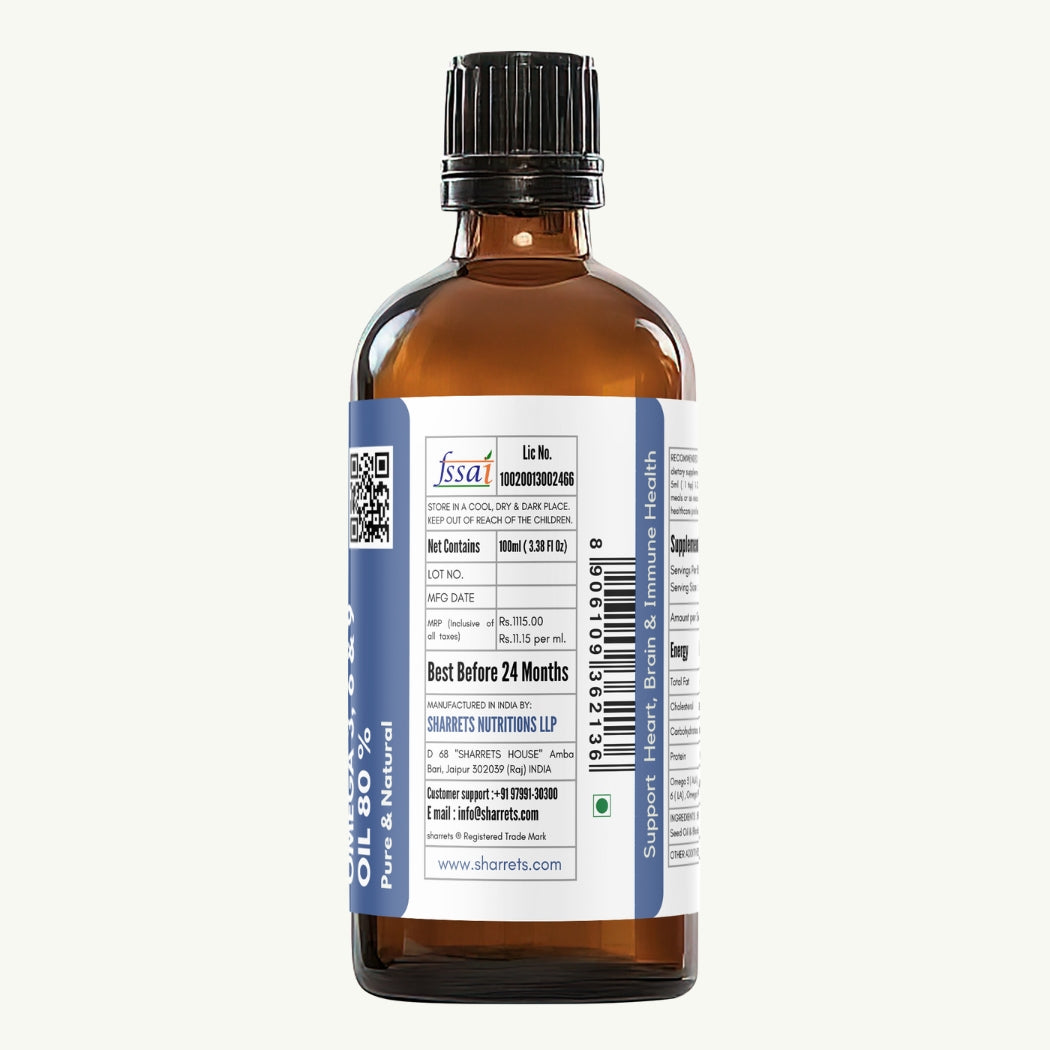 Sharrets Flaxseed and Black Seed Oil- Omega 3 6 9 - 100ml