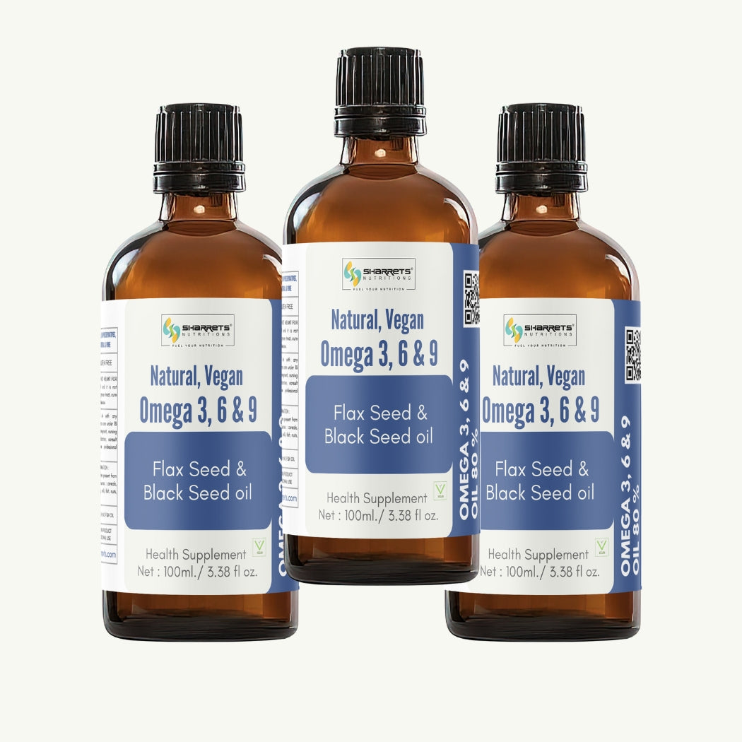 Sharrets Flaxseed and Black Seed Oil- Omega 3 6 9 - 100ml x 3