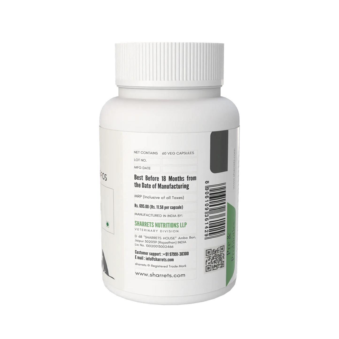 Pet probiotic capsules for dogs and cats – 60 capsule supplement for digestive health and gut microbiome