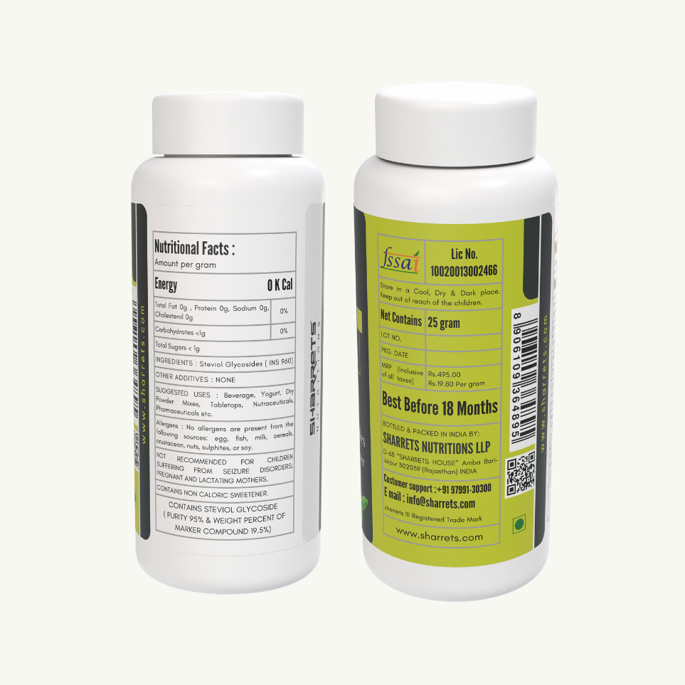 Aspartame & Natural Stevia Sweeteners | Zero Calorie Culinary | Sharrets Nutritions