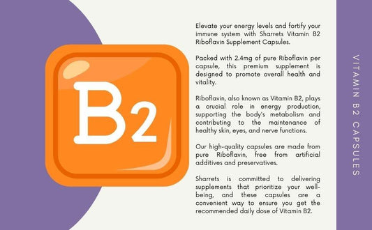 Vitamin B2 Riboflavin 2.4 mg Capsules – Vegetarian Supplement for Energy Metabolism and Immune Support