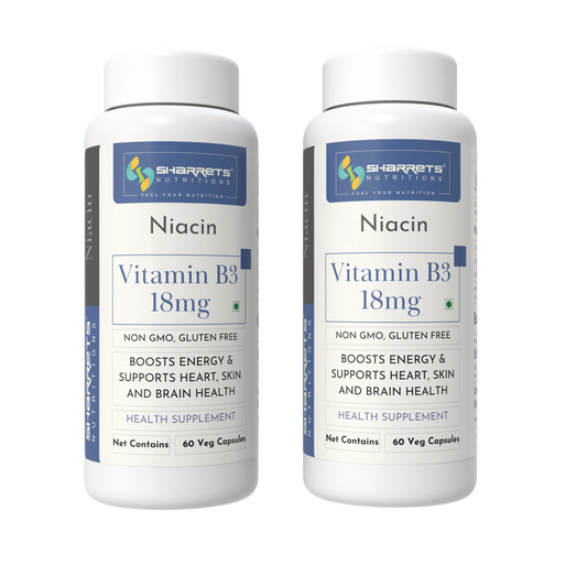 Vitamin B3 Niacin 18 mg Capsules Energy Support – 2 x 60 Veg Capsules Pack