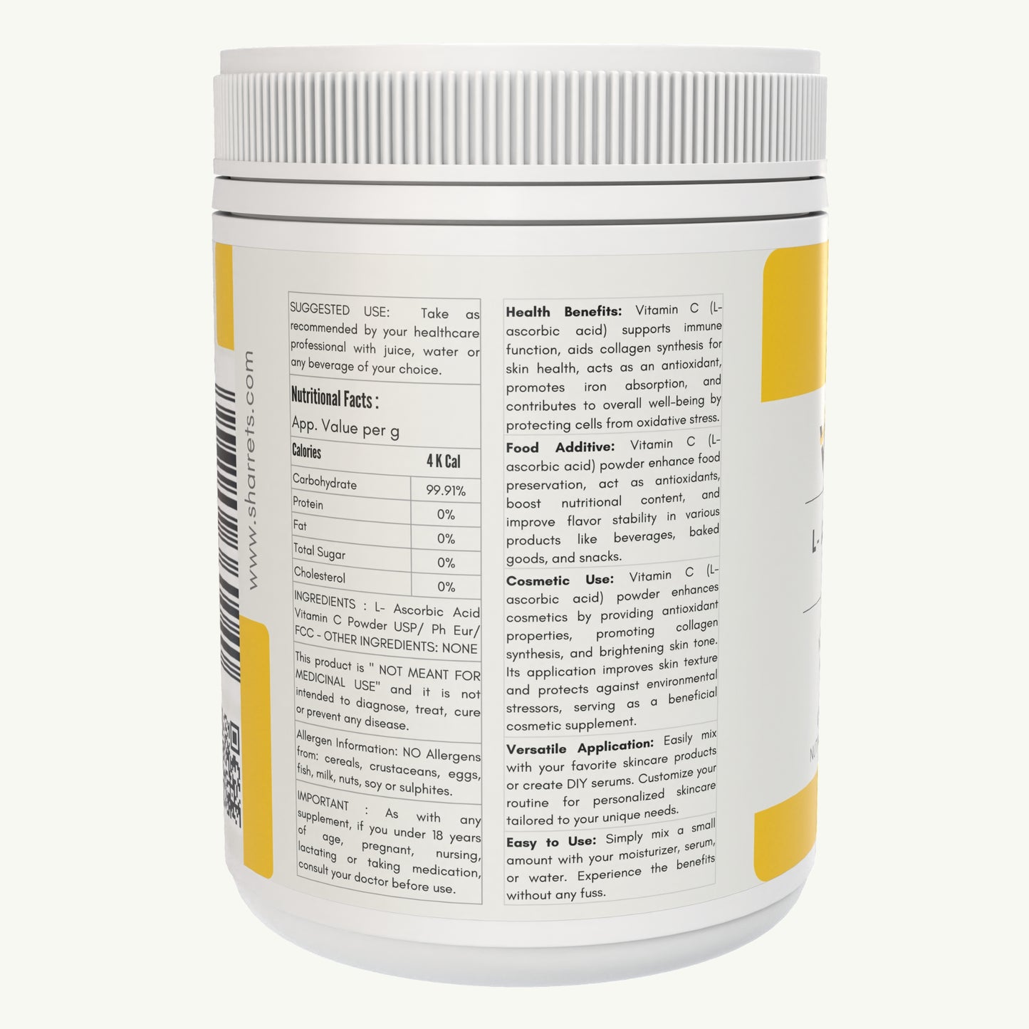L ascorbic acid vitamin c powder - sharrets nutritions
