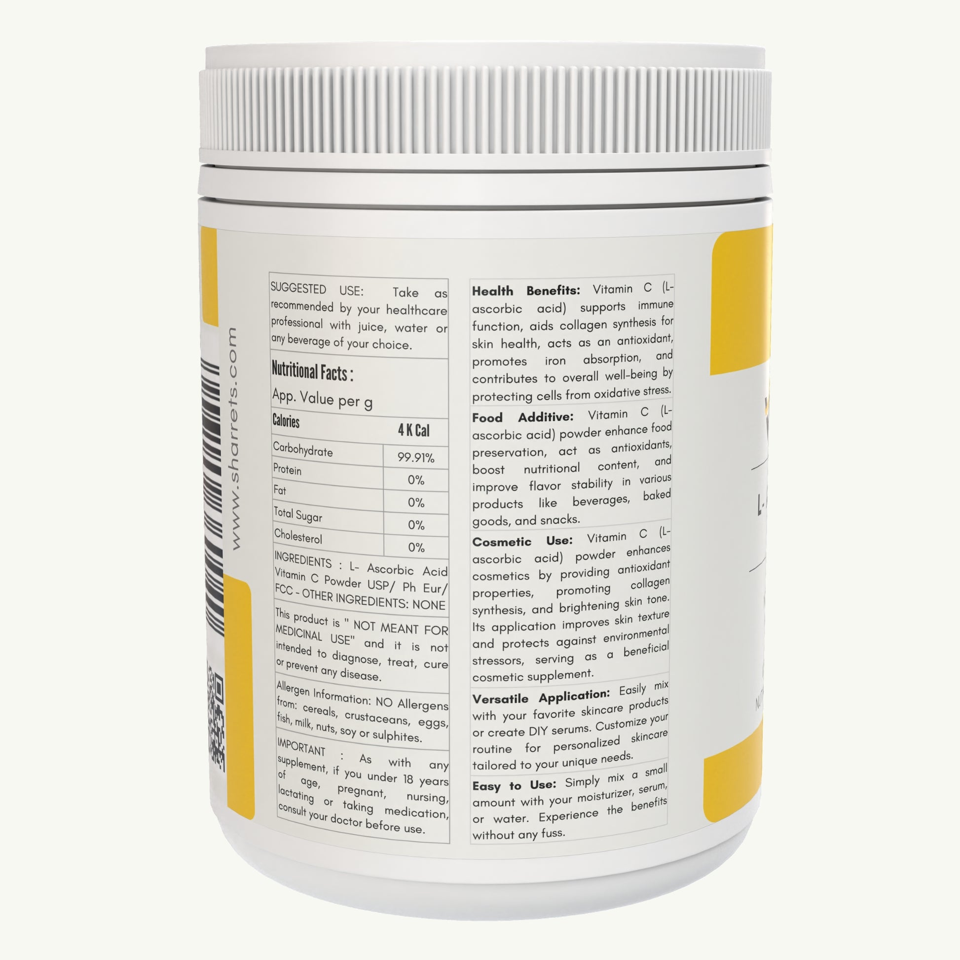 L ascorbic acid vitamin c powder - sharrets nutritions