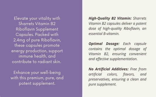Vitamin B2 Riboflavin Supplements - Sharrets Nutritions LLP