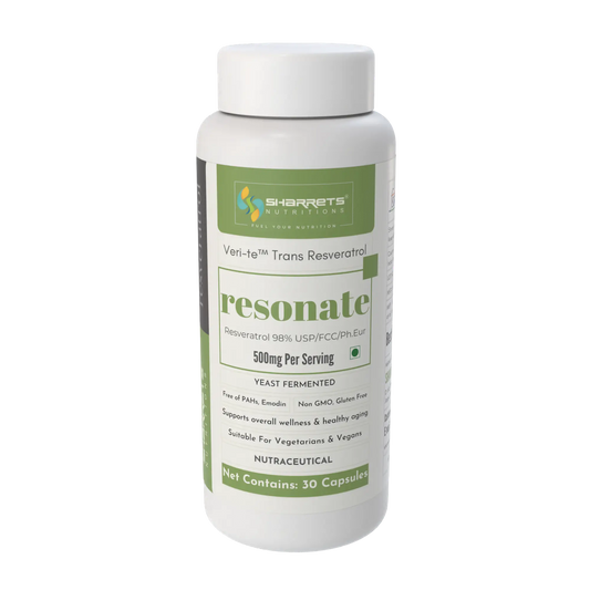 High strength resveratrol supplement 500mg – yeast fermented trans resveratrol 30 capsules for anti-aging, skin and heart health by Sharrets Nutritions India