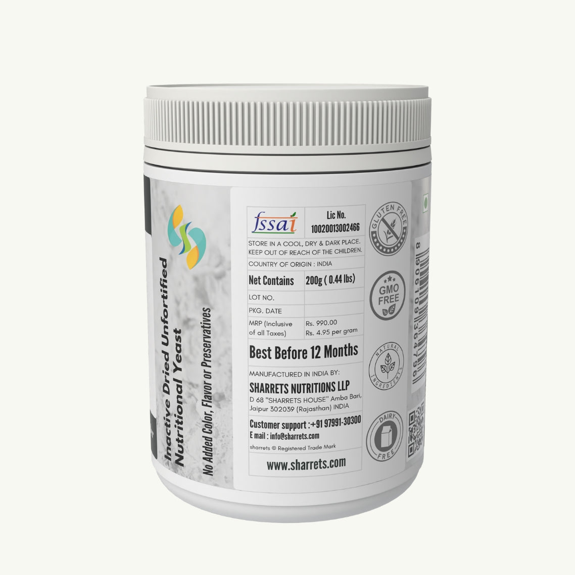 Sharrets Unfortified Nutritional Yeast Vegan Powder - Nooch For Vegans