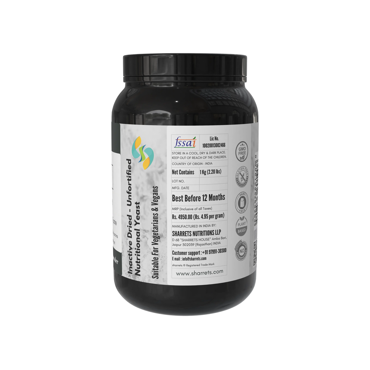 Sharrets Unfortified Nutritional Yeast Vegan Powder " Nooch For Vegans"