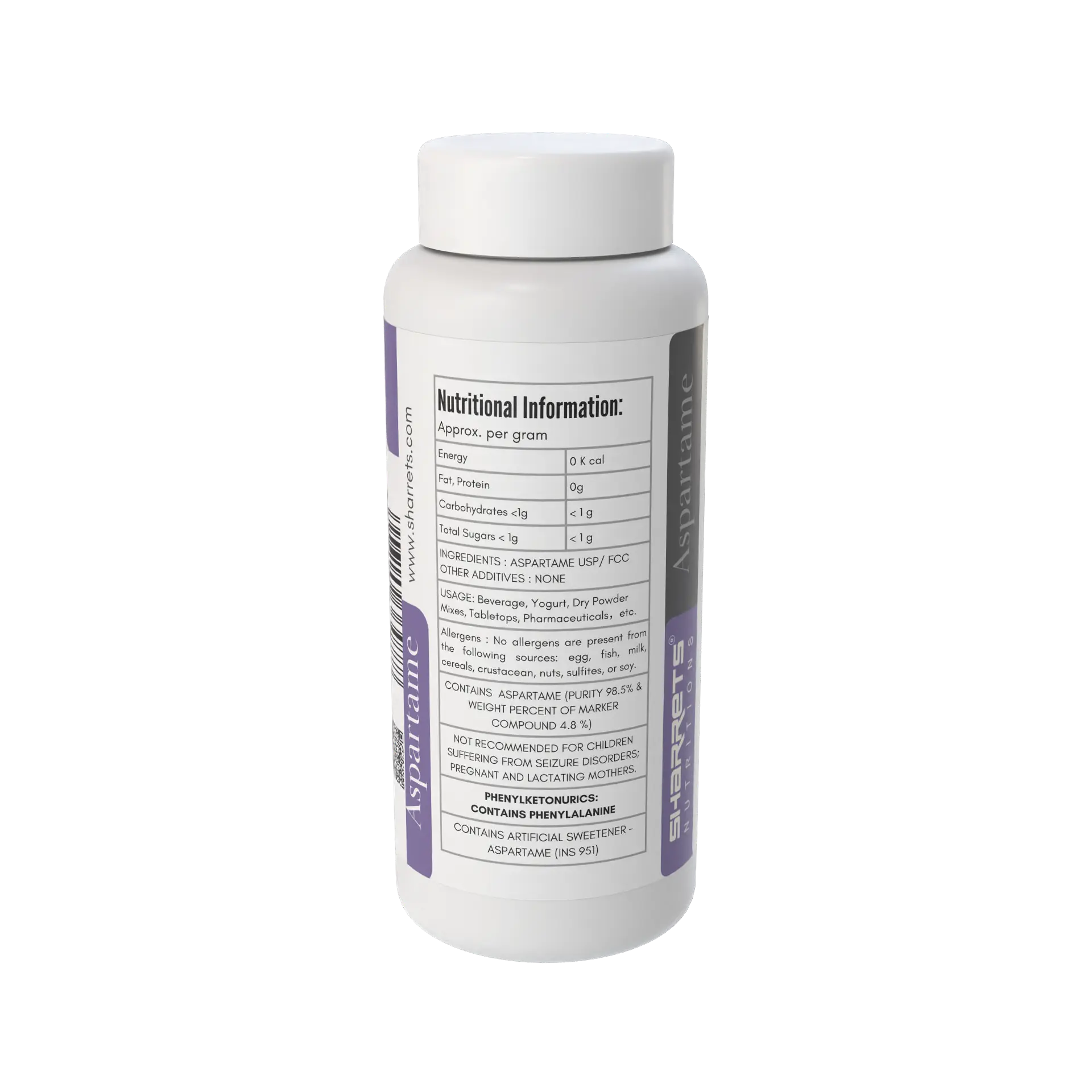Aspartame sugar substitute table top sweetener