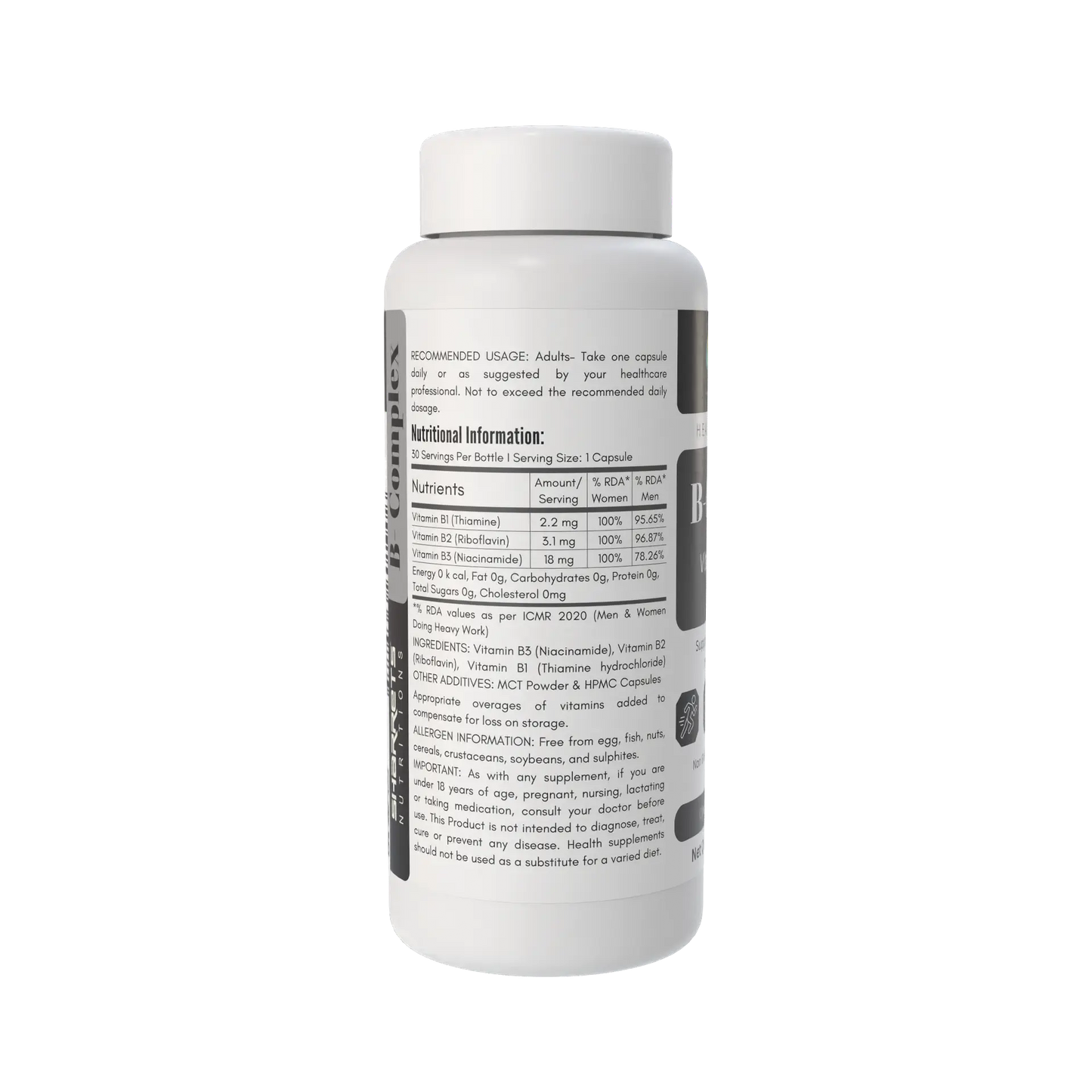 B-Complex Vitamin B1 B2 B3 Capsules for Energy & Nerve Support | Sharrets Nutritions