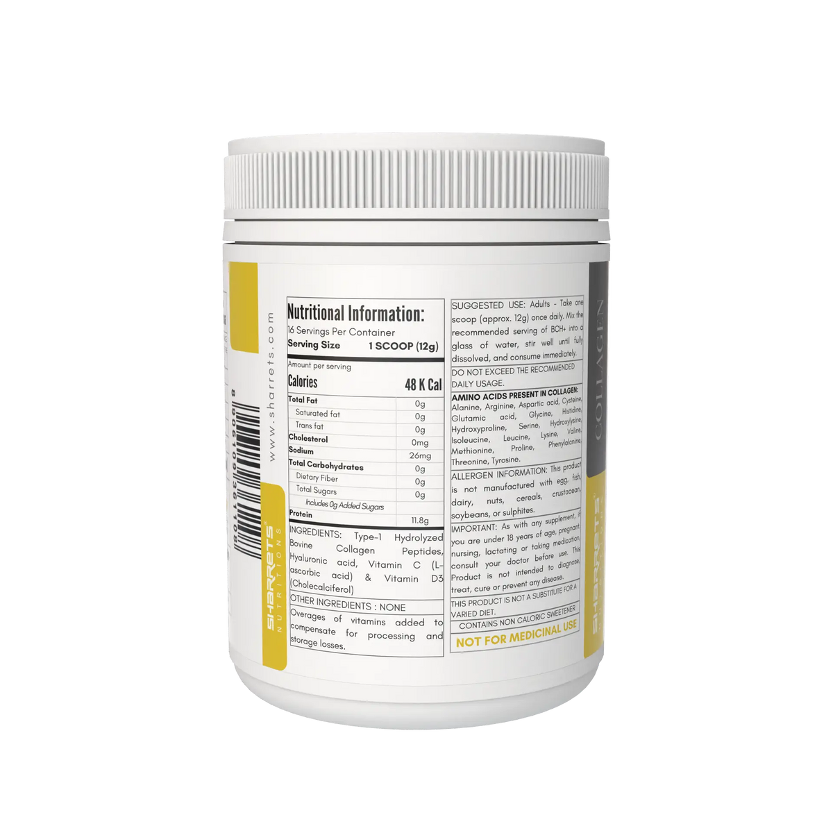BCH+ Hydrolyzed Bovine Collagen Peptides Unflavoured Powder 200g – Grass Fed with Hyaluronic Acid, Vitamin C & D3