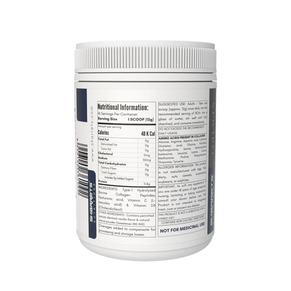 BCH+ Hydrolyzed Bovine Collagen Peptides Vanilla flavoured Powder 200g – Grass Fed with Hyaluronic Acid, Vitamin C & D3