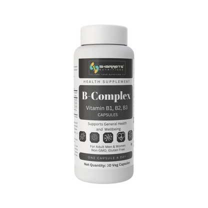 Sharrets B-Complex Vitamin B1 B2 B3 Capsules for Energy & Nerve Support