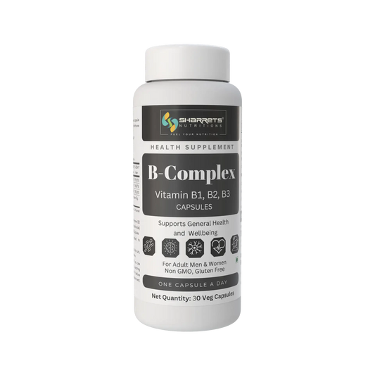 Sharrets B-Complex Vitamin B1 B2 B3 Capsules for Energy & Nerve Support