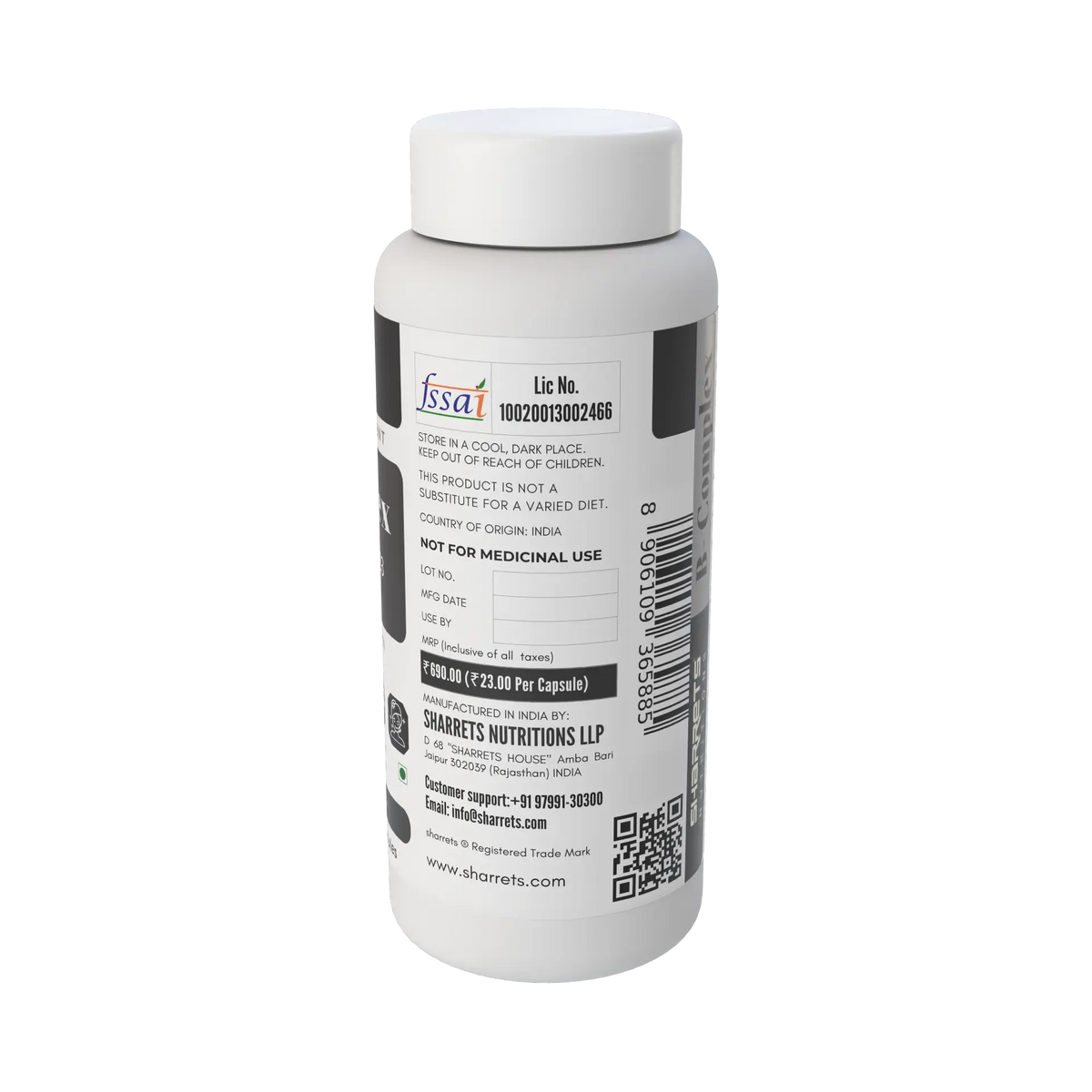 Sharrets B-Complex Vitamin B1 B2 B3 Capsules for Energy & Nerve Support