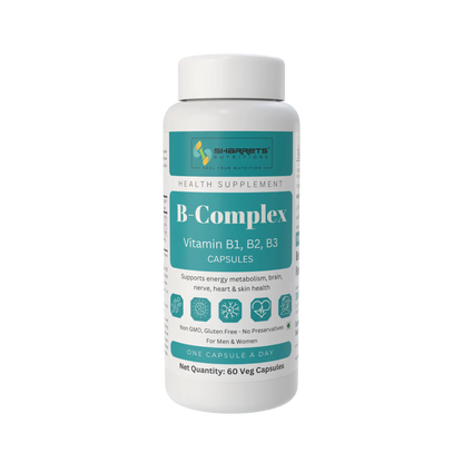 B-Complex Vitamin B1 B2 B3 Capsules for Energy & Nerve Support | Sharrets Nutritions