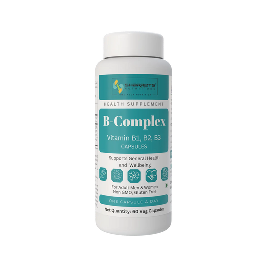 Sharrets B-Complex Vitamin B1 B2 B3 Capsules for Energy & Nerve Support- 60 veg capsules