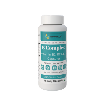 Sharrets nutritions B complex capsules with Vitamin B1, B2 & B3 - 60 veg Capsules