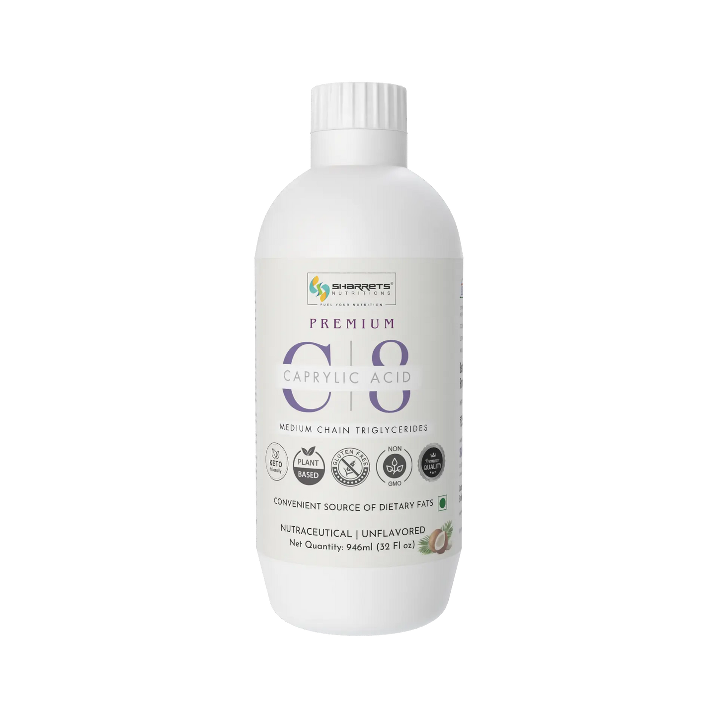 Premium C8 MCT Oil (95% C8, 5% C10) from Coconut Oil | Sharrets