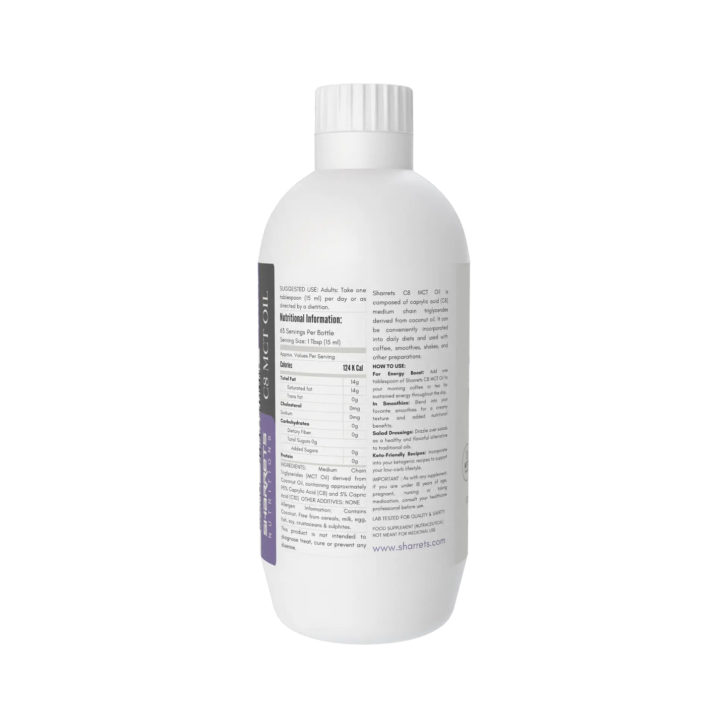 Premium C8 MCT Oil (95% C8, 5% C10) from Coconut Oil | Sharrets