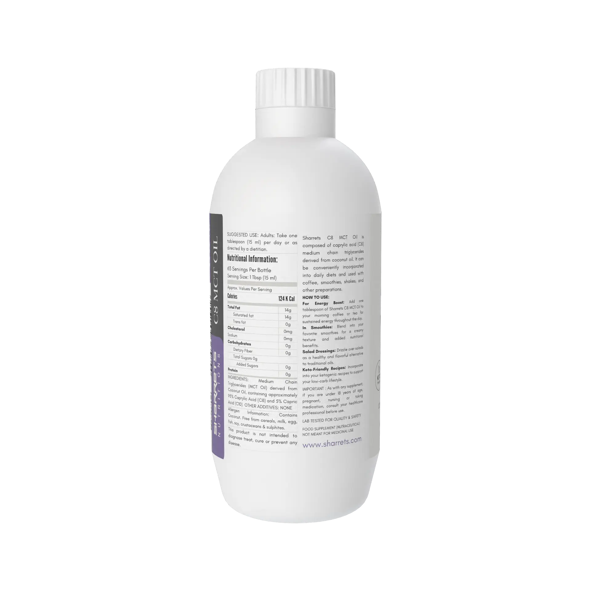 Premium C8 MCT Oil (95% C8, 5% C10) from Coconut Oil | Sharrets