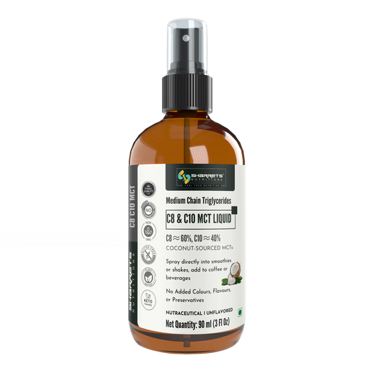 Sharrets C8 C10 MCT Oil 60:40 – Coconut-Derived Medium Chain Triglycerides  - 90ml oral spray bottle