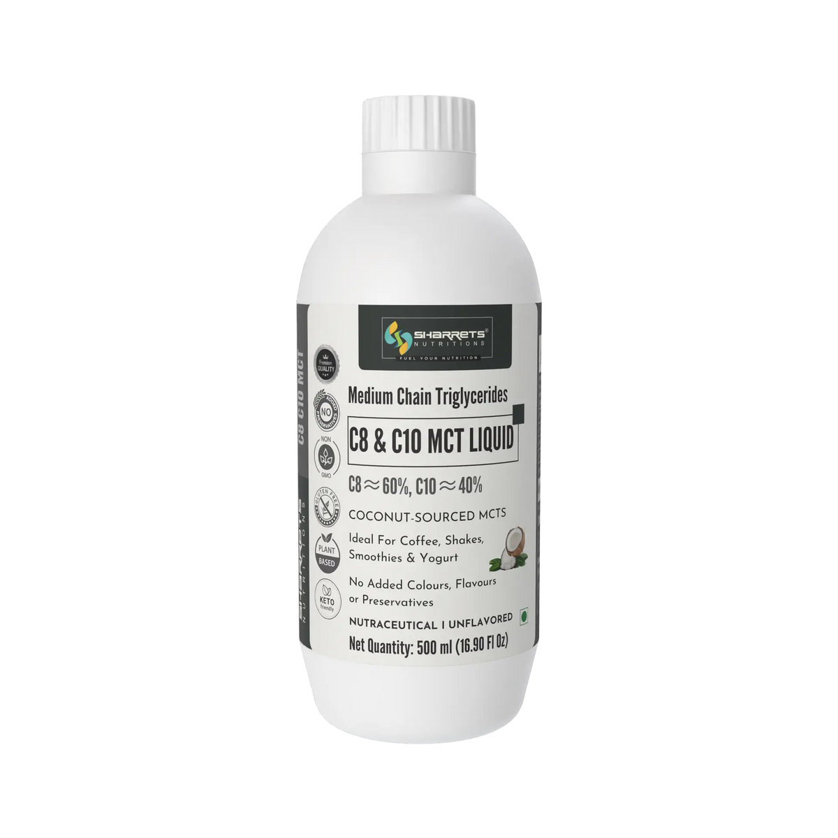 sharrets c8 c10 mct oil liquid 500ml - medium chain triglycerides - 