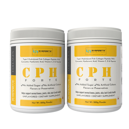 Two containers of Sharrets CPH Forte dietary supplement on a white background