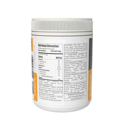 Nutritional information label on a supplement container with a white background -Sharrets CPH+ Fish Collagen Supplement
Best collagen powders in india